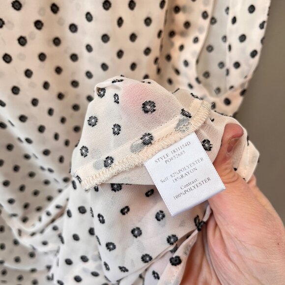 Current Air‎ Sheer Black and Cream Polka Dot Blouse- Size M - Picture 4 of 5